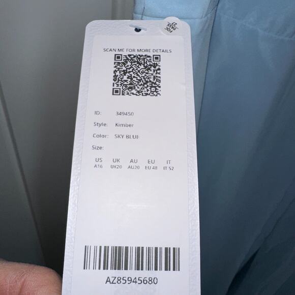 Azazie Kimber Dress Blue Size 16 Chiffon Floor-Length Formal Modest Front Slit - Picture 5 of 6